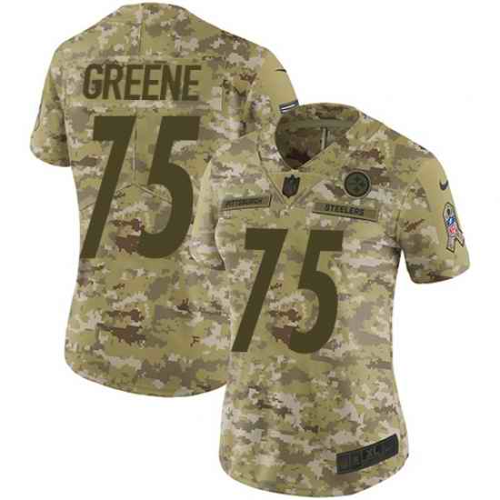 Nike Steelers #75 Joe Greene Camo Women Stitched NFL Limited 2018 Salute to Service Jersey